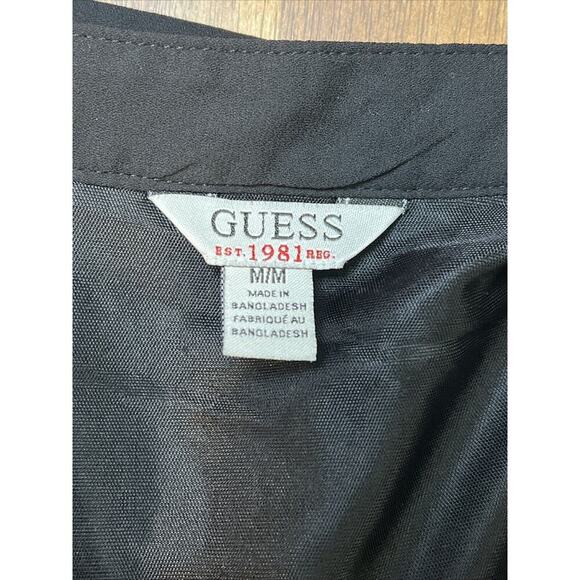GUESS Black Lined Blousy Type Dress Midi Gold Front‎ Zipper Women's Size Medium! - Picture 3 of 6